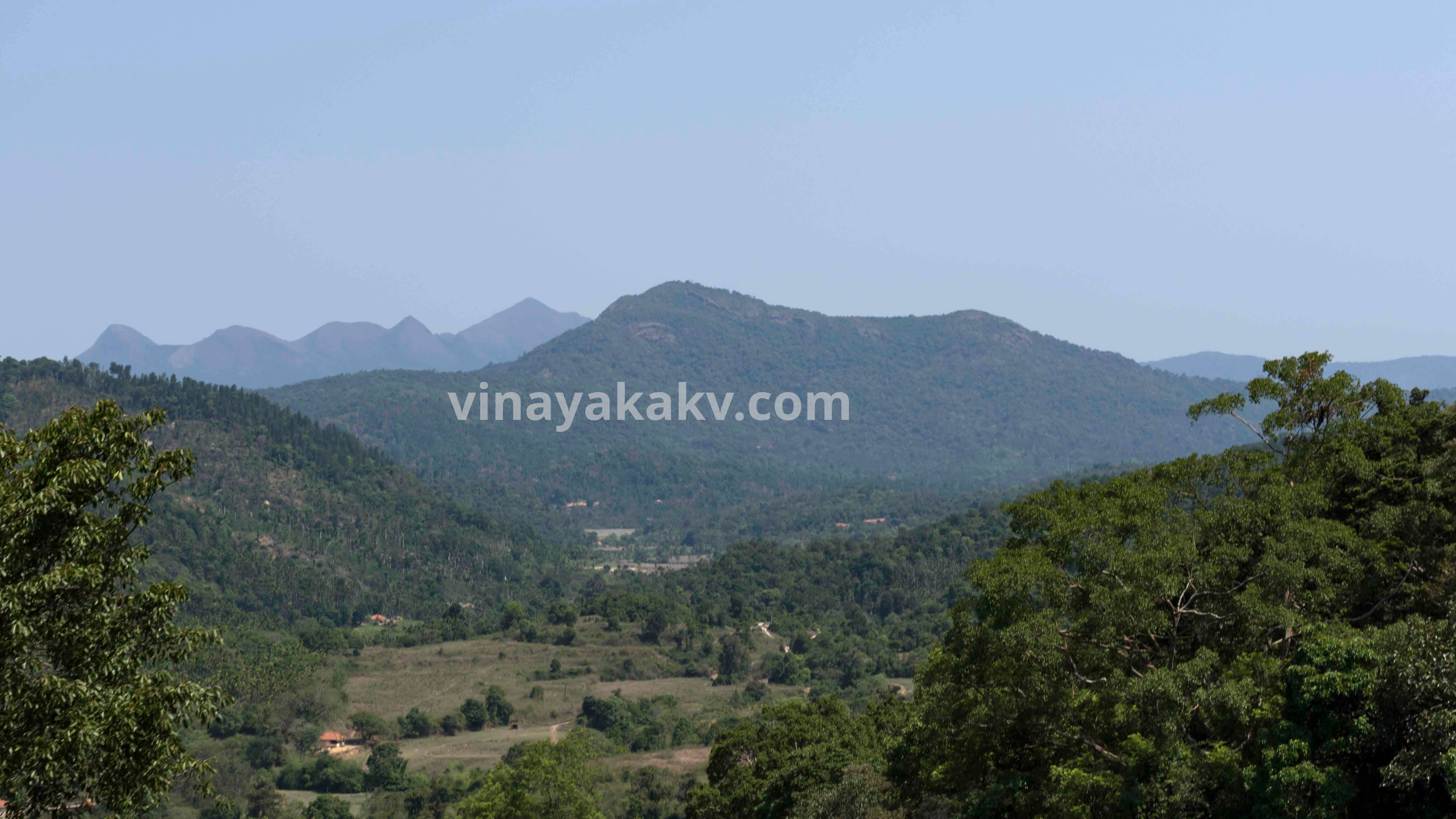 Mertiguḍḍa (also called as Merti parvata) with its peaks in the background. Mallarasana Guḍḍa (1290m), one of the worst-hit areas of 2019 monsoon landslides, is in the foreground.